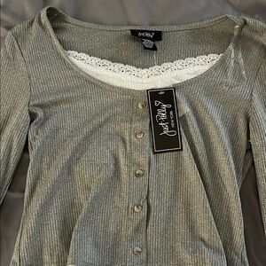 Women's Gray Ribbed Top